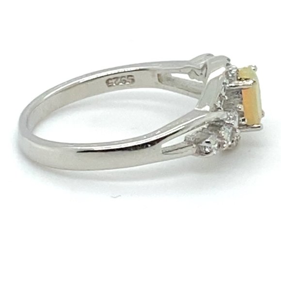 Welo Opal .35ct Platinum Silver Ring - Picture 5 of 7